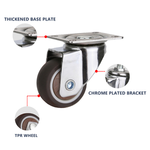 कैस्टर थोक 1 इंच 1.5 इंच 2 इंच म्यूट व्हील पुली वेयरहाउस फर्नीचर टीपीआर व्हील क्रोम यूनिवर्सल व्हील - Product Image 2