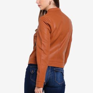 Chaqueta de Cuero Genuino para Mujer, Estilo Clásico con Cuello Alto, Aspecto Vintage Desgastado, Chaqueta de Cuero Acolchada - Product Image 3