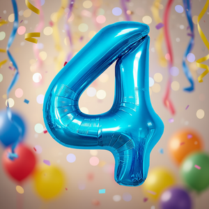 Palloncini Numero Party Love Blu N4 80cm Confezione da 12 Pezzi - Product Image 3