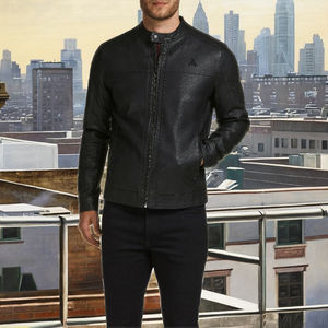 Nouvelle Arrivée : Blouson en Cuir Tendance pour Homme de Haute Qualité avec Col Montant et Logo Frontal, Article Tendance 2026 - Product Image 1