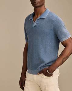 Camiseta de punto de manga corta de verano para hombre de estilo retro con logotipo bordado personalizado 100% algodón para aspecto informal con cuello de Polo - Product Image 6