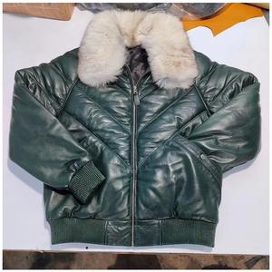 Veste en cuir de mouton véritable pour homme Noir Biker V-Bomber Style Casual Motorbike Design Front OEM Breathable Made Pakistan - Product Image 4