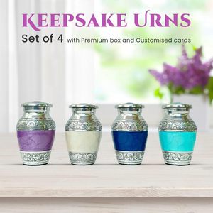 American Style Multi-Color Enameled <b>Keepsake</b> Cremation Urn Set of 4 with Gift <b>Box</b> Small Urns Supplies - Product Image 6