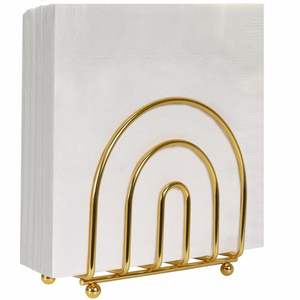 Porte-serviettes en métal doré moderne pour table à manger, distributeur de mouchoirs décoratif autoportant pour la maison et les restaurants - Product Image 1