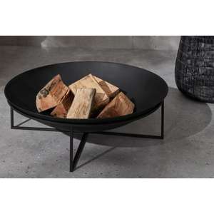 Matte Black Bonfire & Wood Log Kadai Bowl With <b>tripod</b> Stand Garden Display Decorative Corten Steel BBQ Fire Pit And Fire Stand - Product Image 4