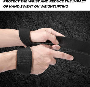 Correas de muñeca para levantamiento de pesas Algodón Tirón duro Correas de levantamiento de muñeca Empuñaduras Banda Acogedora Correas de levantamiento de algodón con muñeca acolchada - Product Image 5