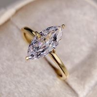 Bague de Fiançailles Marquise en Argent Sterling 925 Plaqué Or 14K, Solitaire de Luxe, Qualité Supérieure, Moissanite Vintage, Bague de Promesse