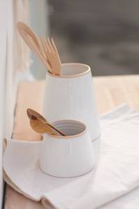 Porta Utensilios de Cocina de Cerámica Blanca |   Contenedor de Almacenamiento Duradero para Cucharas y Espátulas |   Organizador de Utensilios de Cocina para Encimera - Product Image 2