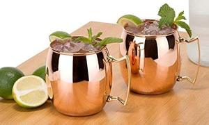 Ensemble de 4 tasses en cuivre pur de qualité alimentaire 100% fabriquées à la main tasses à mules de Moscou pour cocktails whisky et boissons glacées tasses en céramique - Product Image 3