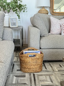 Circle Natural Rattan Eco-Friendly <b>Magazine</b> Rack Handmade Storage <b>Baskets</b> Modern Multifunction Artex Green Earth Made in VietNam - Product Image 6
