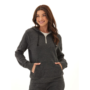 Sweats à capuche surdimensionnés pour femmes grande taille pull zippé anti-boulochage respirant Terry Quater Zip sweat à capuche vierge - Product Image 6