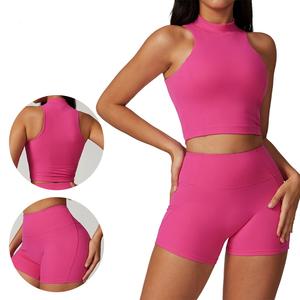 ชุดโยคะ 3 ชิ้น สำหรับผู้หญิง เป็นมิตรกับสิ่งแวดล้อม ระบายอากาศได้ดี กางเกงเลกกิ้งเอวสูง ยืดหยุ่น ไร้รอยต่อ สปอร์ตบรา ดีไซน์ด้านหน้า เหมาะสำหรับการออกกำลังกาย - Product Image 3