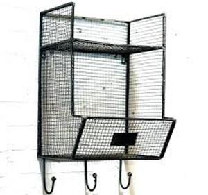 Wall Hanging Black Decorative <b>Rack</b> <b>Wire</b> Black Finish Basket Metal Storage Organizer for Kitchen Bathroom Home - Product Image 5