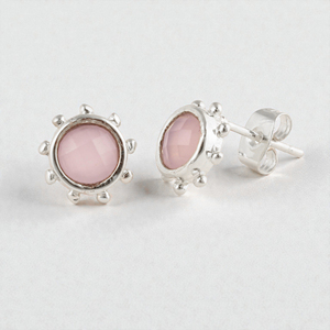 ต่างหูพลอยสีชมพูชัลเซโดนี ตัวเรือนเงินแท้ 925 ประดับมุกทรงกลม ดีไซน์มินิมอล ประดับโมอิสซาไนต์ ขายส่งเครื่องประดับ - Product Image 1