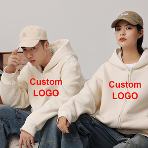 Hombres Fleece Blank Fluffy Hoodie Heavy Thick Streetwear Custom Full Face Zip Hoodie - Product Image 1