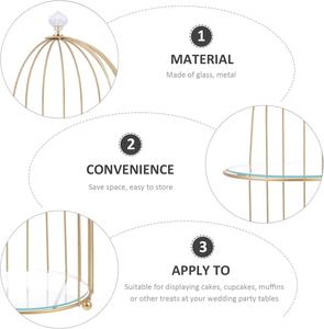กรงนกคลาสสิกที่ตั้งแสดงสง่างามที่เก็บลวดเหล็กสีทองสำหรับอาหารงานแต่งงานงานเลี้ยงวันเกิดขนมเค้กผลไม้ - Product Image 4
