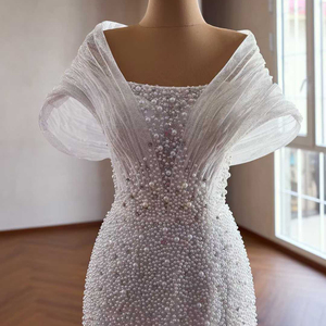 Jancember 261033 Vestido de Novia Sirena Brillante con Cuello Barco, Perlas y Cola Desmontable - Product Image 5