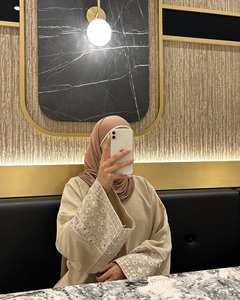 Abaya de luxe en satin XXL de style modeste faite à la main Taille libre Robe musulmane brodée pour adultes Satin fait à la main Dubaï - Product Image 3