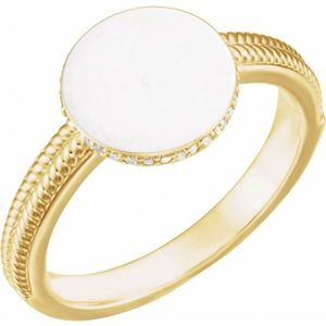 Stuller 14KY Diamond Round Signet <b>Ring</b> 123065:601P Elegant Jewelry <b>for</b> <b>Men</b> and Women - Product Image 1