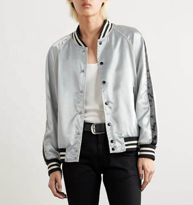 High Quality Custom High Street Men's Winter <b>Thin</b> Satin Varsity Baseball Bomber <b>Jacket</b> <b>Waterproof</b> Windproof Wholesale - Product Image 3