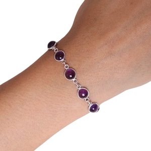 Bracelet de Tennis en Pierres Précieuses Améthyste Style Boho pour Femme Fait à la Main Bijoux en Argent Sterling 925 Cadeau Tendance - Product Image 1
