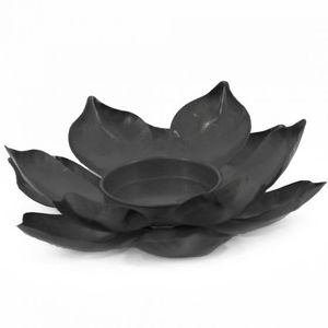 Porte-bougie en métal noir mat en forme de fleur de lotus, porte-bougie décoratif pour centre de table de mariage et relaxation en spa - Product Image 1