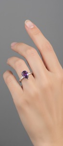 Bague en argent 925 avec améthyste taille poire, design minimaliste chrétien, faite à la main, authentique, pour fiançailles, mariage, anniversaire ou cadeau de fête - Product Image 6