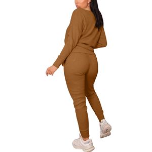 ชุดวอร์ม2ชิ้นสำหรับผู้หญิงเสื้อแขนยาวและกางเกงวิ่งระบายอากาศชุดเสื้อนอกทอสำหรับฤดูหนาว - Product Image 6