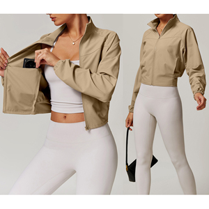 2025 Otoño Invierno chaqueta con cremallera bolsillos laterales secado rápido transpirable Citywalk abrigo al aire libre señora rompevientos gimnasio Fitness Yoga Tops - Product Image 5