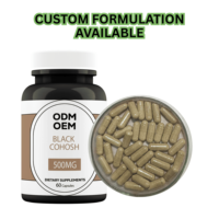 Capsules de 60 capsules d'actée à grappes noires OEM de marque privée Complément alimentaire de calcium de marque privée Capsules de racine d'actée à grappes noires de 500mg