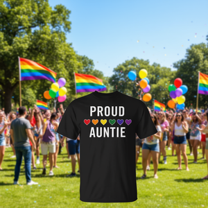 T-shirt Proud Auntie LGBTQ Pride Rainbow Hearts - Product Image 3