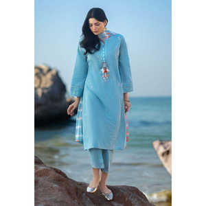 Conjunto de Traje Jacquard Teñido en Hilo de 3 Piezas para Mujer con Dupatta Estampada y Bordada MJ-52018 - Product Image 2