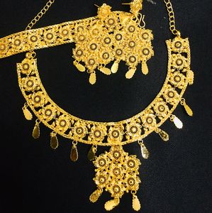 2024 Best Buy, estilo Vintage inspirado en la India, conjunto de joyería de moda de cobre chapado en oro de 24 quilates, fabricante de Envío listo, Comoras Mayotte - Product Image 6