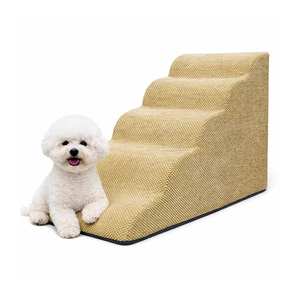 [AllmioPet] Indoor Pet Stairs 5 <b>Step</b> Beige AMP 5 BE Soft Cloud Fabric <b>Dog</b> Cat Stair <b>for</b> Comfortable Furniture Access - Product Image 4