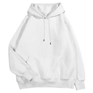 เสื้อกันหนาวลำลองมีฮู้ดสำหรับผู้หญิงสีพื้นเสื้อฟลีซวินเทจฮิปฮอปแบบ DIY เสื้อฮู้ดแบบหลวมให้ความอบอุ่นด้านหน้าฤดูหนาวสีต่างกัน - Product Image 2