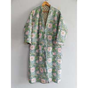 Peignoir long en coton décontracté à cordon de serrage, col en V, imprimé à motifs, vêtement de nuit kimono, veste douce, respirante, séchage rapide, vêtement de nuit d'hiver - Product Image 3