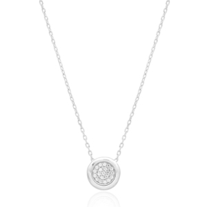 Round Design <b>Clear</b> Zircon Stone Shape Charm Pendant Turkish Handcrafted 925 Sterling Silver Jewelry - Product Image 1