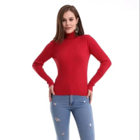 Suéter de Punto de Manga Larga para Mujer, Cuello Alto, Estilo Informal para Oficina, Suéter de Punto Cómodo, Venta al por Mayor