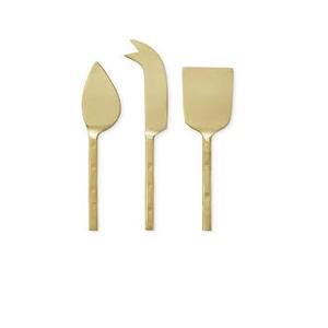 Service à fromage à poignée en métal plaqué or de couleur noire à finition antique service de couverts en métal - Product Image 4