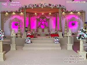 Décoration de mandap de mariage en bois sur le thème vintage, magnifique mandap de mariage indien en bois, la plus belle décoration de mandap en bois d'intérieur au Royaume-Uni - Product Image 5