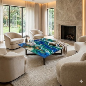 Mesa de Centro de Resina Epoxi con Diseño de Río – Centro de Mesa de Madera Natural para Sofá – Tablero Artesanal con Borde Natural – Tablero Decorativo para el Hogar - Product Image 5