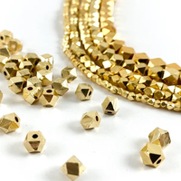 Perles en vrac en cuivre plaqué or, taillées en diamant, de qualité supérieure, pour la fabrication de bijoux DIY, de 2 mm à 6 mm