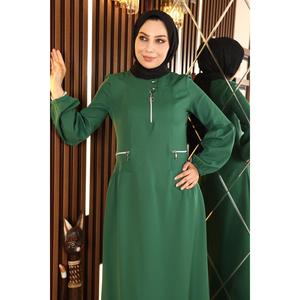 Robe décontractée à fermeture éclair émeraude 100% polyester Mega Merchant-88077 - Product Image 2