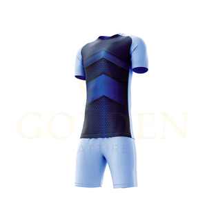 Uniforme de Fútbol de Alta Calidad 100% Poliéster con Cuello en V, Uniforme de Club de Fútbol con Cuello Polo, Personalizable al por Mayor - Product Image 3