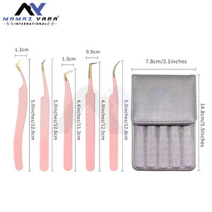 Pinces à épiler professionnelles pour extensions de cils, pointe en fibre de précision, outils pour cils avec couleurs personnalisées, pinces à épiler courbées pour volume et isolation - Product Image 5