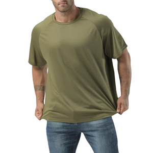 T-shirt ample bleu foncé pour homme, t-shirt sportif uni à col rond et manches raglan, design personnalisé, polyester et coton, vente en gros - Product Image 4