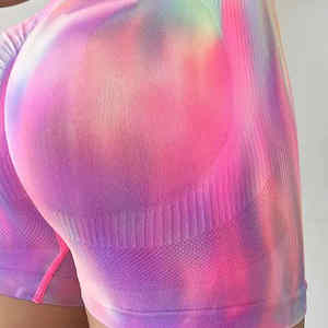 Vêtements de fitness sans couture taille haute pour femmes Tie Dye Yoga Shorts Leggings Fournisseur de motifs solides - Product Image 6