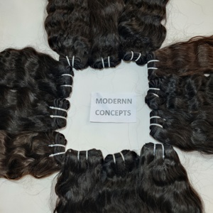 Extensiones de cabello humano de templo indio de doble trama virgen, mechones ondulados sedosos de Color Natural crudo, rizo vietnamita de onda profunda suelta - Product Image 4