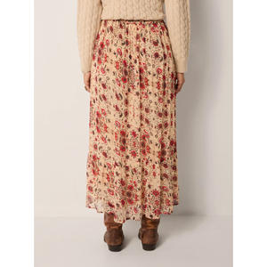 Jupe midi plissée formelle Simone Spring Coquelicot Coquillage – Respirante, douce, en viscose et denim, taille élastique, tricotée - Product Image 3