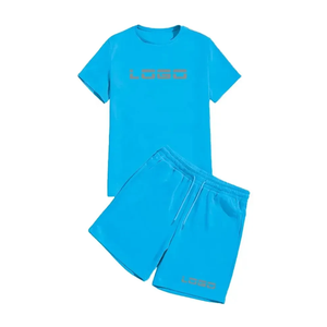 Ensemble T-shirt et short unisexe personnalisé 100% coton décontracté deux pièces surdimensionné 240 grammes imprimé tricoté pour hommes et femmes - Product Image 4